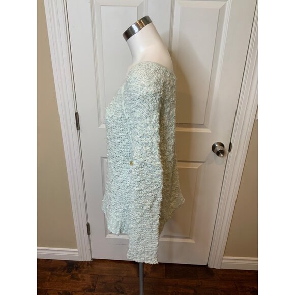 Free People Light Seafoam Green Chunky Knit V-Neck Sweater, Size XS - Picture 3 of 5